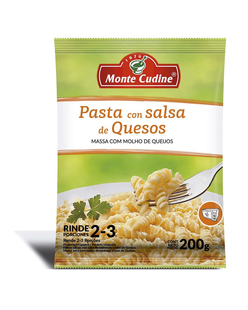 Pasta con Salsa Queso 200 Grs X 12 Unid, Presentación x 12 unidades de 200 g — marca Monte Cudine