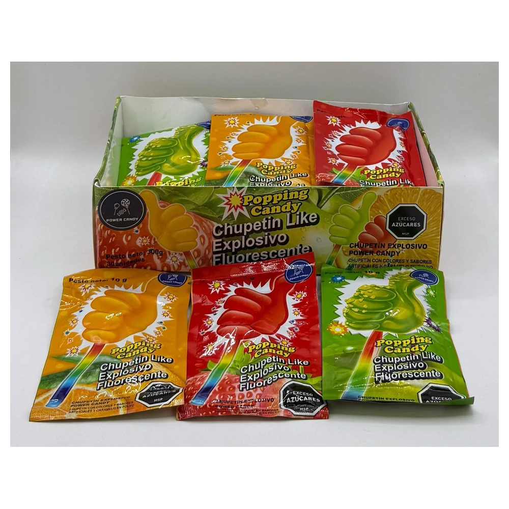 Power Candy paleta Like Polvo — Power Candy Chupetín Like explosivo fluorescente, caja x 30 unidades
