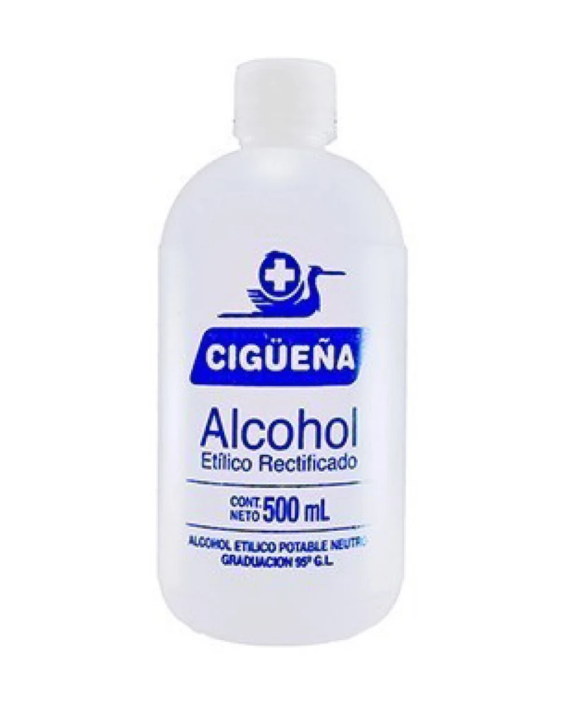 Alcohol Cigueña Rectificado 500 Ml, Envase de 500 ml Alcohol Cigueña Rectificado 500 Ml, Envase de 500 ml