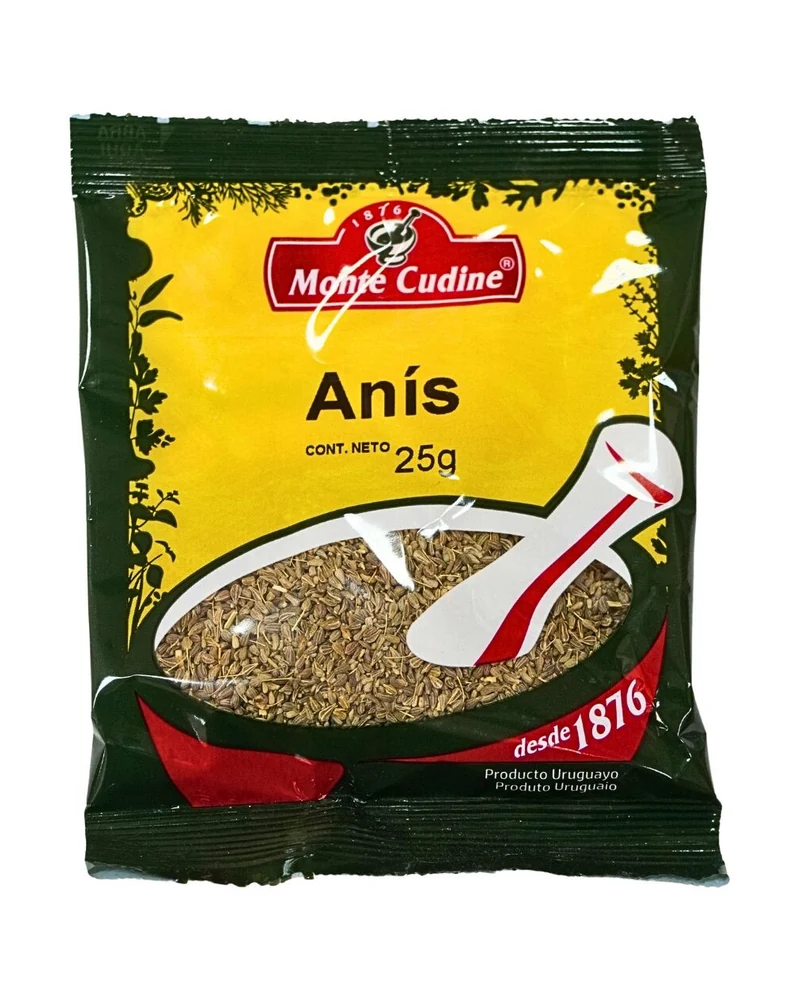 Anís En Grano 25 Grs. X 24 Unid, Presentación x 24 unidades de 25 g — marca Monte Cudine Anís En Grano 25 Grs. X 24 Unid, Presentación x 24 unidades de 25 g — marca Monte Cudine