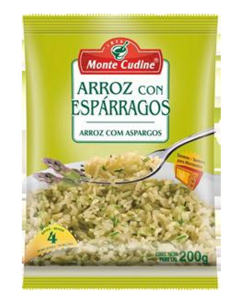 Arroz con Espárragos 200 Grs. X 14 Un, Presentación x 14 unidades de 200 g — marca Monte Cudine Arroz con Espárragos 200 Grs. X 14 Un, Presentación x 14 unidades de 200 g — marca Monte Cudine
