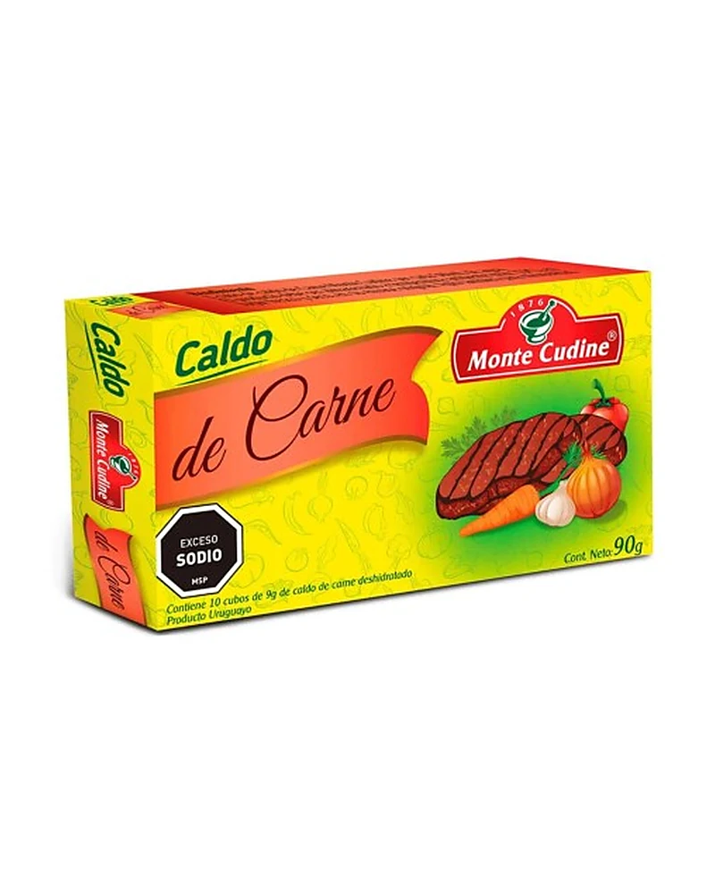 Caldo Carne 10 X 4 De 9 Grs. Display, Caja x 10 paquetes de 4 unidades de 9 g — marca Monte Cudine Caldo Carne 10 X 4 De 9 Grs. Display, Caja x 10 paquetes de 4 unidades de 9 g — marca Monte Cudine
