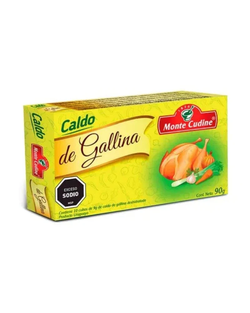 Caldo Gallina 10 X 4 De 9 Grs. Display, Caja x 10 paquetes de 4 unidades de 9 g — marca Monte Cudine Caldo Gallina 10 X 4 De 9 Grs. Display, Caja x 10 paquetes de 4 unidades de 9 g — marca Monte Cudine