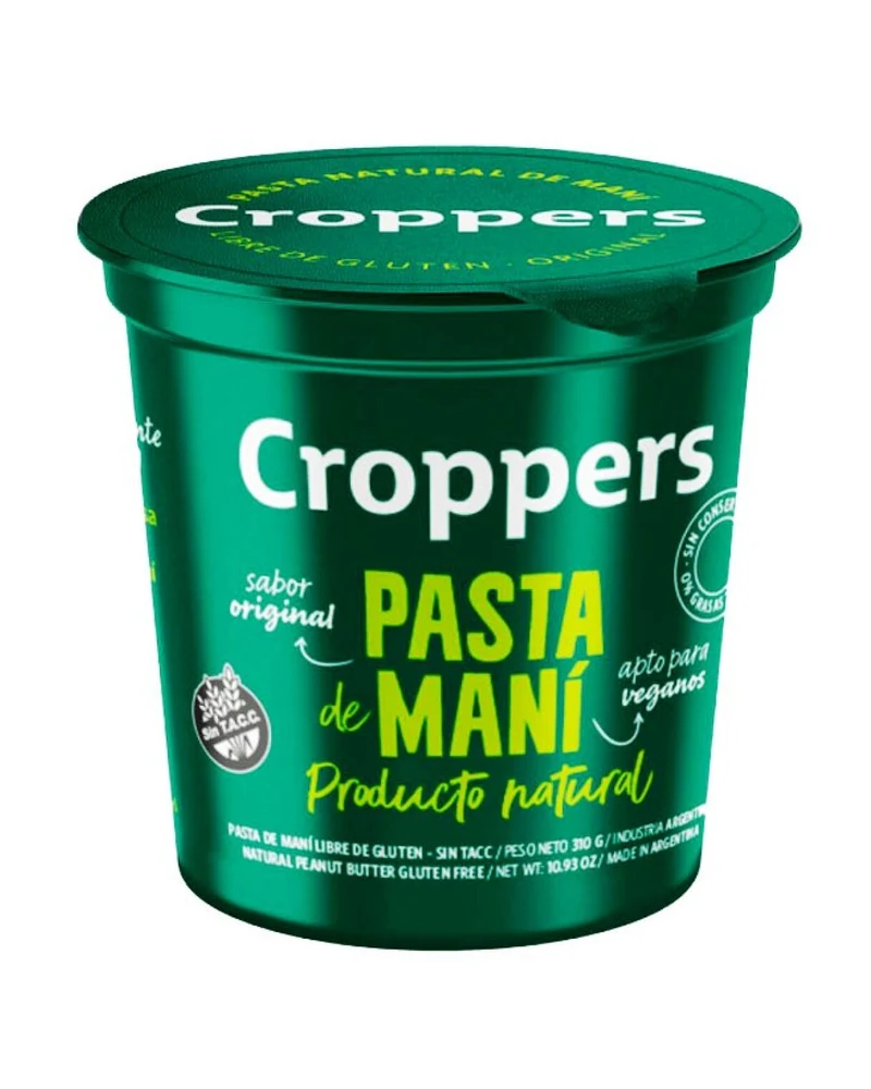 Croppers Pasta De Maní 310 Grs, Envase de 310 g Croppers Pasta De Maní 310 Grs, Envase de 310 g