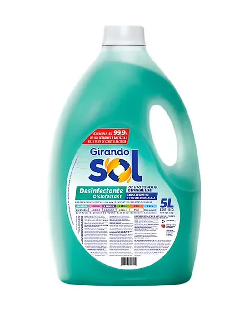 Desinfectante Girando Sol — Girando Sol Desinf Eucalipto 5 Lt, Desinf Eucalipto · Envase de 5 L Desinfectante Girando Sol — Girando Sol Desinf Eucalipto 5 Lt, Desinf Eucalipto · Envase de 5 L