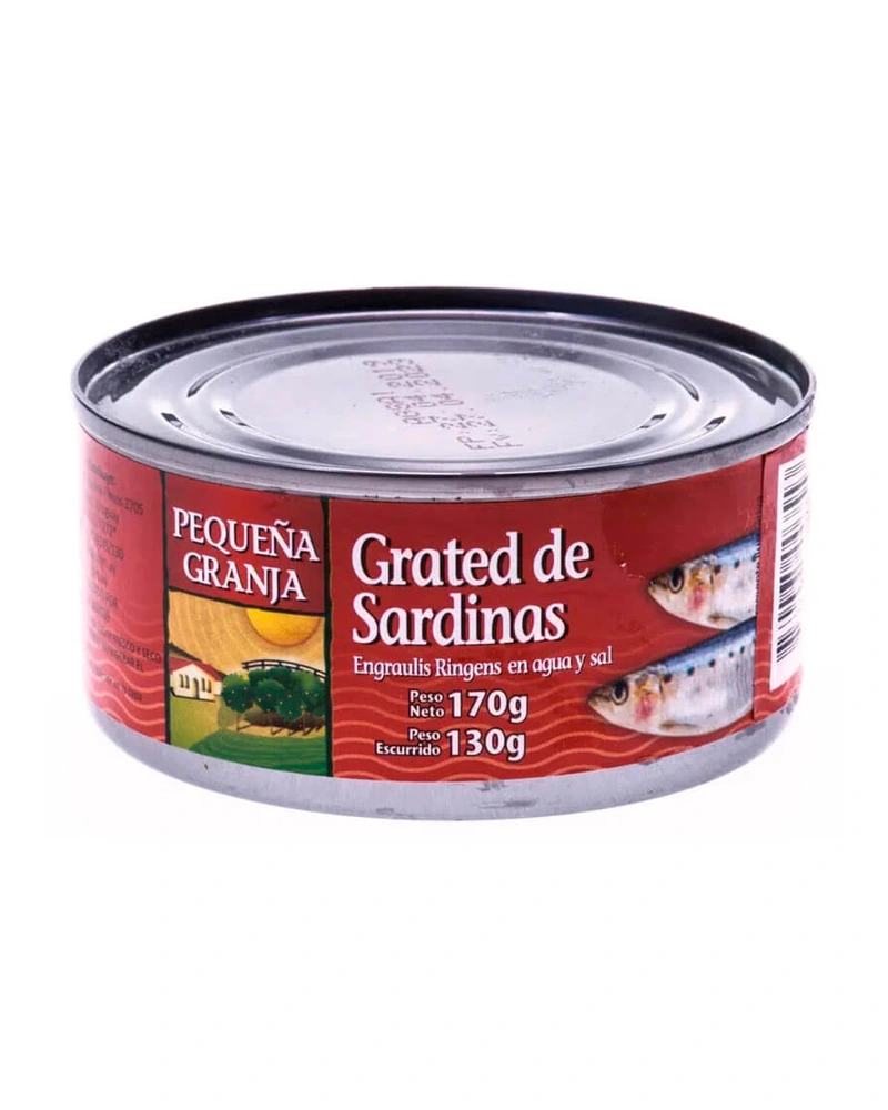 Grated De Sardinas Pequeña Granja 170 Grs, Envase de 170 g Grated De Sardinas Pequeña Granja 170 Grs, Envase de 170 g