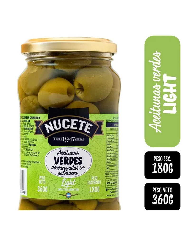 Nucete Aceituna Verde sin carozo Light