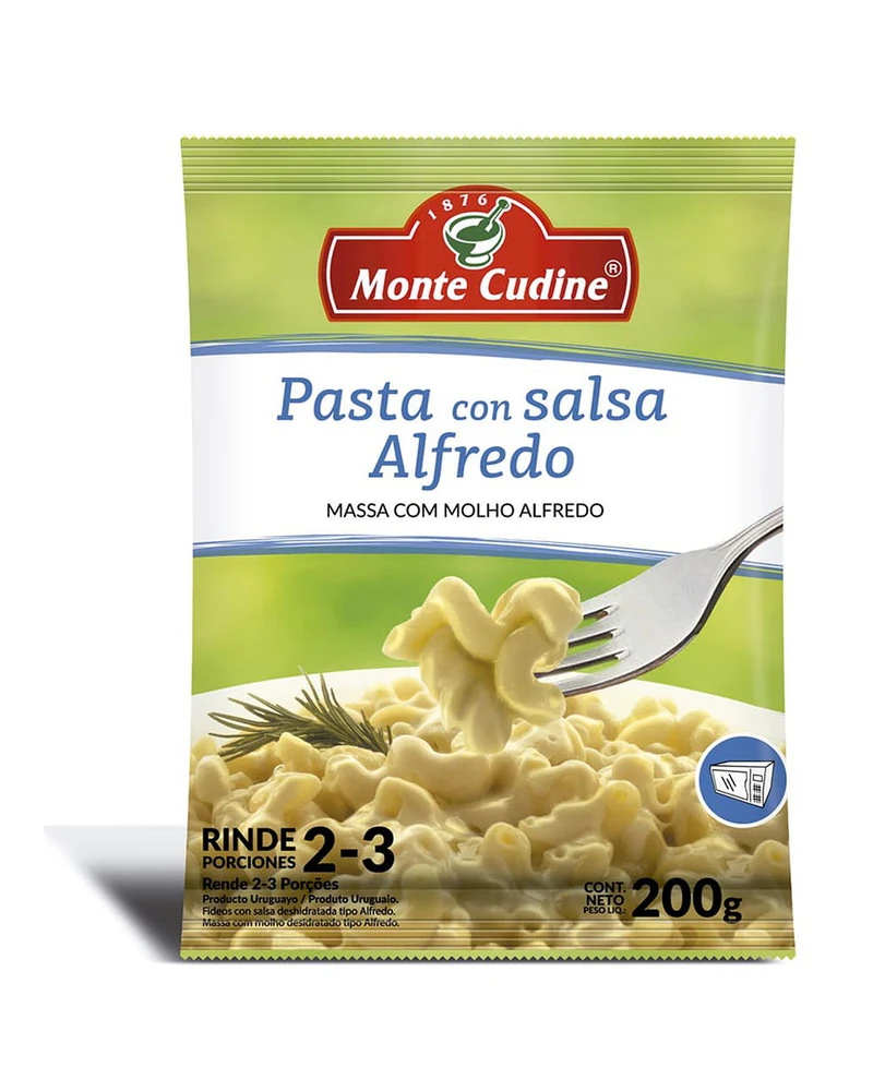 Pasta con Salsa Alfredo 12 X 200 Grs, Presentación x 12 unidades de 200 g — marca Monte Cudine Pasta con Salsa Alfredo 12 X 200 Grs, Presentación x 12 unidades de 200 g — marca Monte Cudine