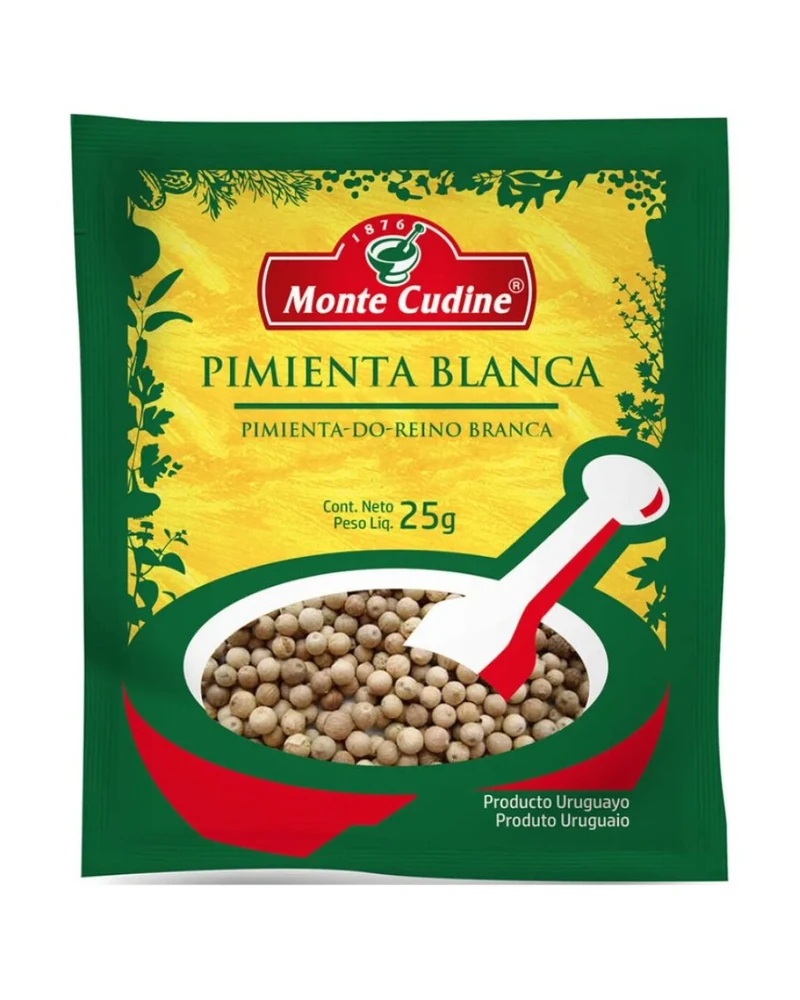 Pimienta Blanca Grano 25 Grs X 25 Unid, Presentación x 25 unidades de 25 g — marca Monte Cudine Pimienta Blanca Grano 25 Grs X 25 Unid, Presentación x 25 unidades de 25 g — marca Monte Cudine