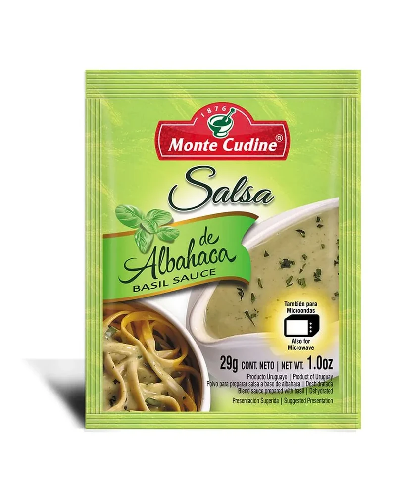 Salsa De Albahaca 29 Grs X 18 Unid, Presentación x 18 unidades de 29 g — marca Monte Cudine Salsa De Albahaca 29 Grs X 18 Unid, Presentación x 18 unidades de 29 g — marca Monte Cudine