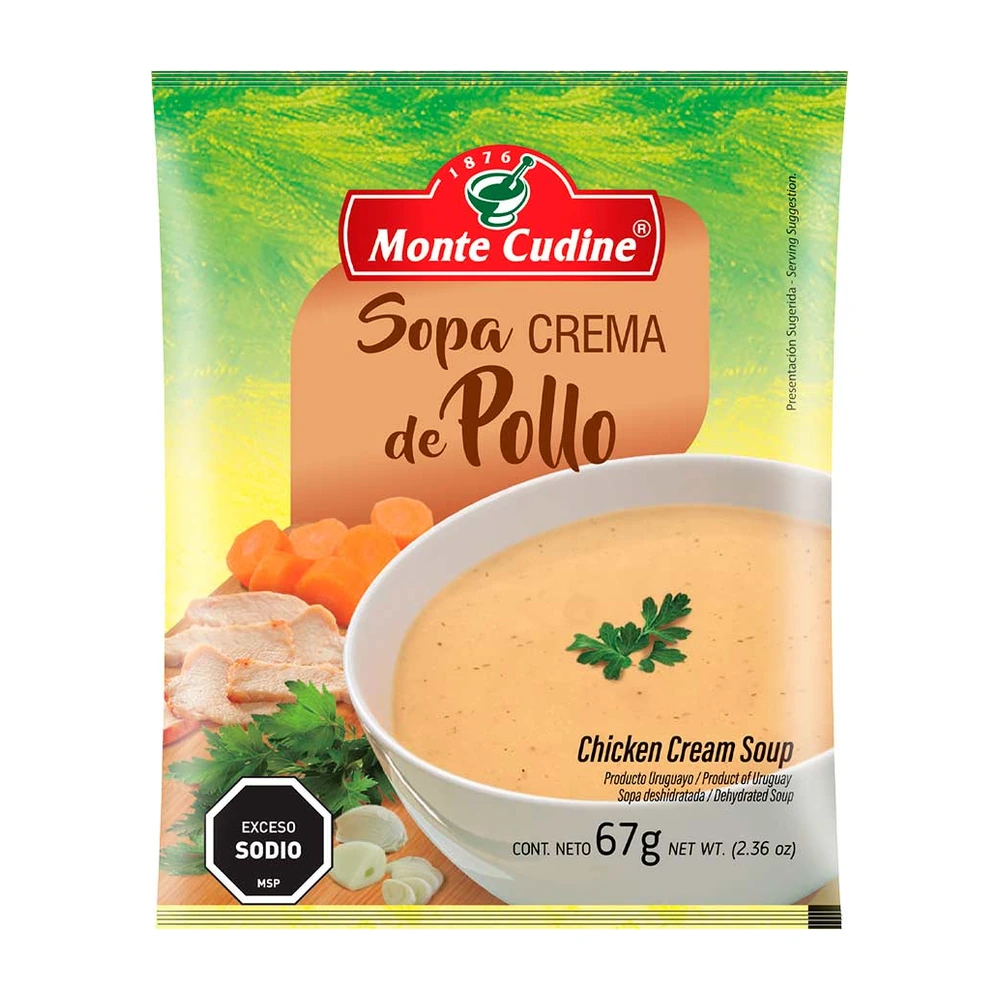 Sopa Crema De Pollo 18 X 67 Grs, Presentación x 18 unidades de 67 g — marca Monte Cudine Sopa Crema De Pollo 18 X 67 Grs, Presentación x 18 unidades de 67 g — marca Monte Cudine
