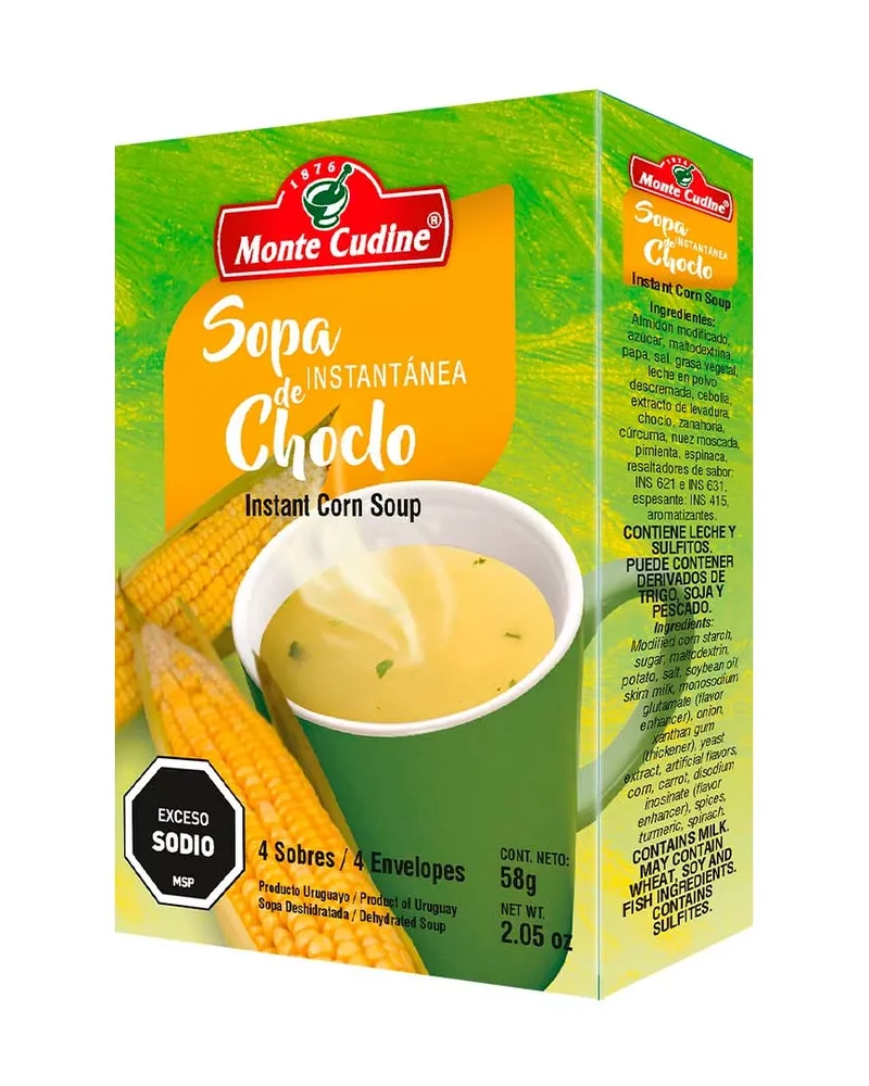 Sopa instantánea Choclo — Sopa instantánea.Choclo 24 X 14.5 Grs, Presentación x 24 unidades de 14.5 g — marca Monte Cudine Sopa instantánea Choclo — Sopa instantánea.Choclo 24 X 14.5 Grs, Presentación x 24 unidades de 14.5 g — marca Monte Cudine