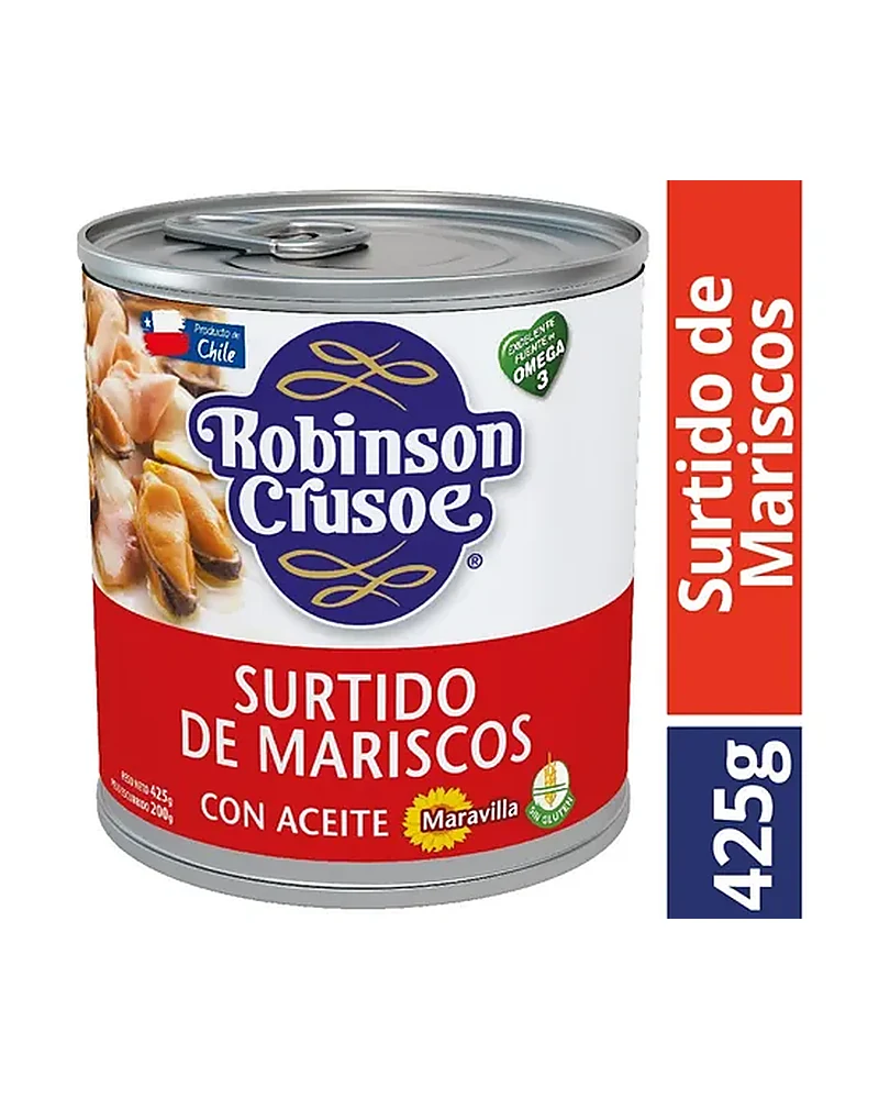 Surtido de mariscos al natural Robinson Crusoe