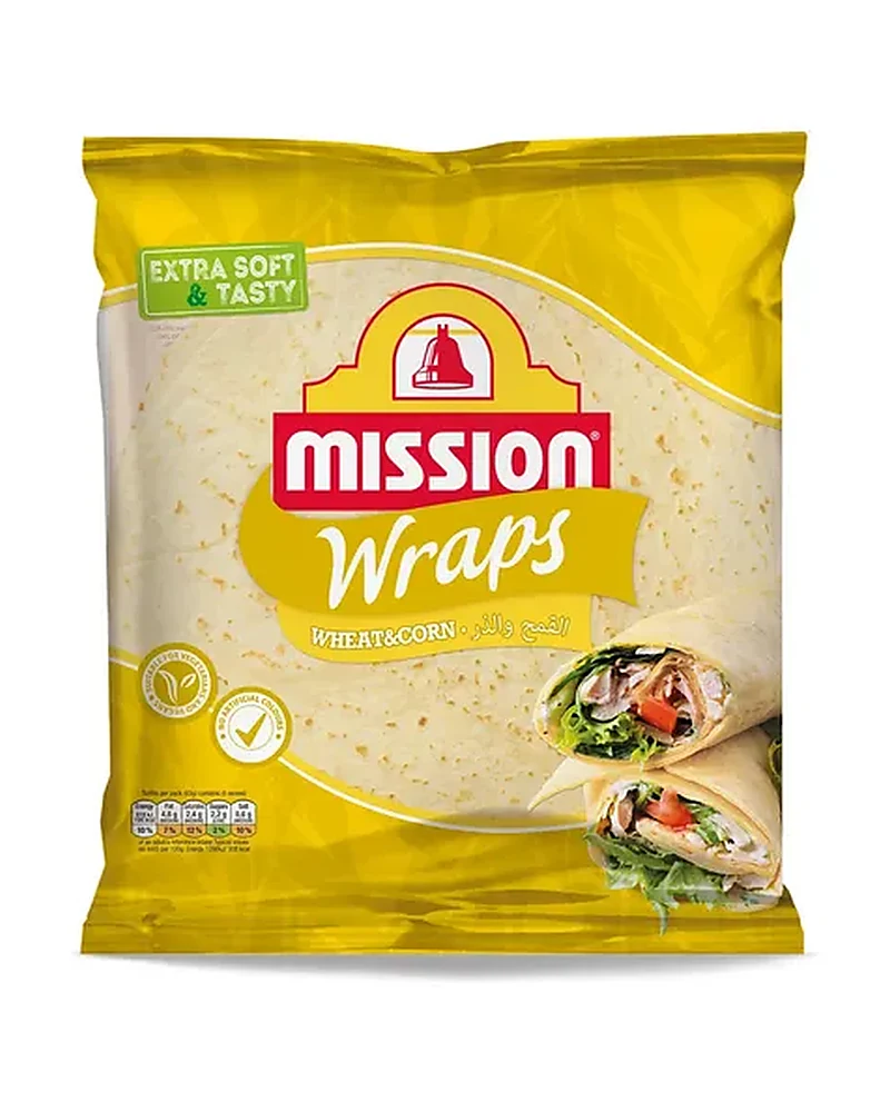 Tortilla wrap de maíz — Tortilla Wrap Maíz 25 Cm X 6 (caja X 15), Caja x 15 paquetes de 6 tortillas de 25 cm — marca Mission Tortilla wrap de maíz — Tortilla Wrap Maíz 25 Cm X 6 (caja X 15), Caja x 15 paquetes de 6 tortillas de 25 cm — marca Mission